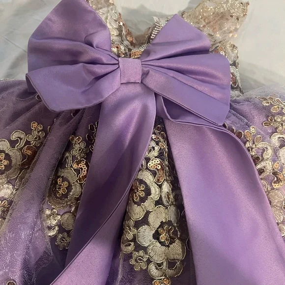 Elegant Purple and Gold Kids Dress